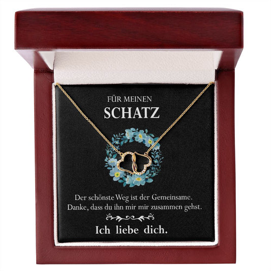 Der schönste Weg - Halskette - Verbundene Goldherzen